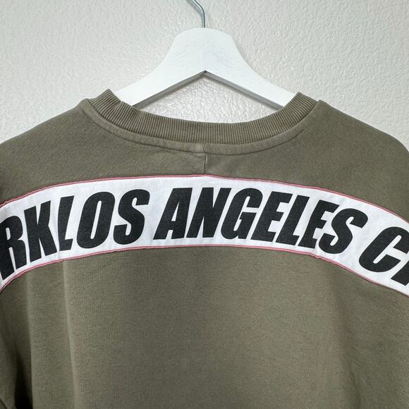 H&M Divided Womens Olive Green LA NYC Sweater Crewneck Size Small Graphic Casual - Picture 4 of 8